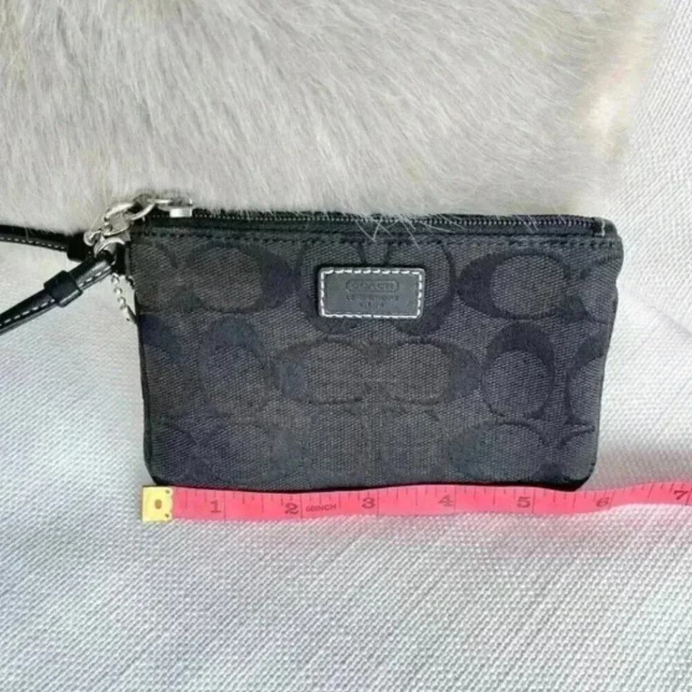 Coach Black Monogram Jacquard Leather Wristlet Wallet Small Designer Bag